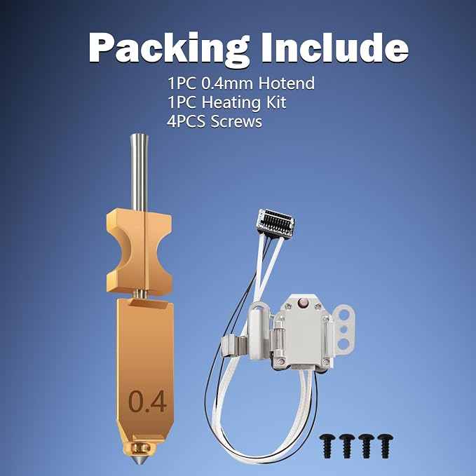 for FLASHFORGE AD5X Upgraded 0.4mm Hotend Nozzle and Heating Assembly Kit with Base Clip Heater Cartridge Thermister 3D Printer Extruder Kits All Metal Hot End/Printhead Replacement Detachable Nozzle