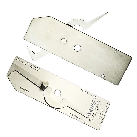 V-WAC Gage Biting Edge Stainless Steel Welding Gauge + 7 Piece Fillet Weld Gauge Gage Set + MG-8 Bridge Cam Gage Welding Gauge kit