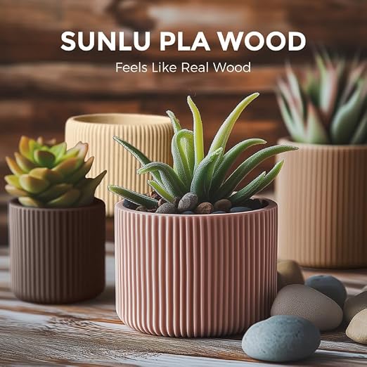 Real Wood Fiber PLA Filament 1.75mm, Natural Matte Texture, Reduced Clogging, Easy to Print, 1kg(2.2lbs) SUNLU 3D Printer Filament, Cherry Wood