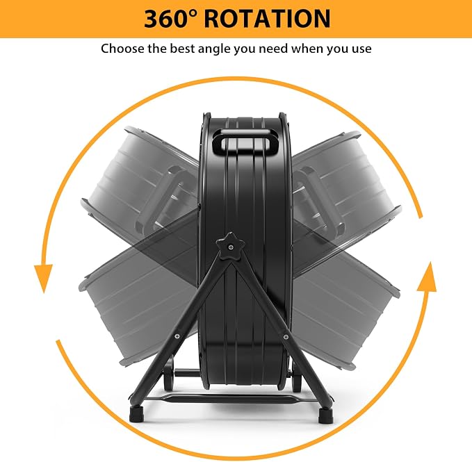 Garvee 24 in Industrial Floor Fan, 3 Speed High Velocity Drum Fan, Heavy Duty Metal Floor Fan Barrel Fan for Commercial, Workshop, Patio, Warehouse, Factory, Garage