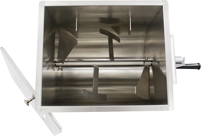 CLIVIA Manual Meat Mixer, 30 Pound Meat Mixer for Sausage, 30lbs Capacity Tilt Tank Sausage Mixer Stainless Steel Food Processer for Meat, Vegetable, Burger, Dumplings