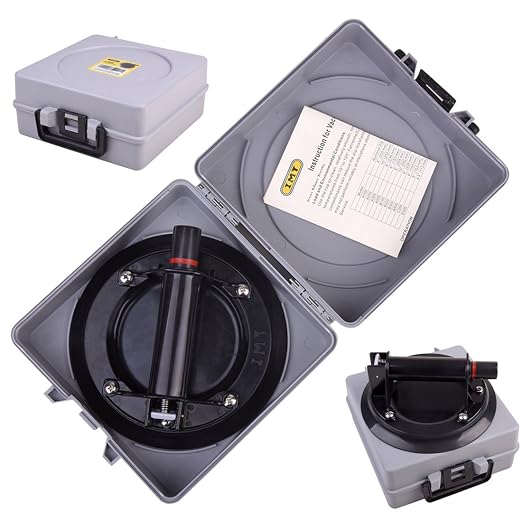 IMT 8" Glass Suction Cups for Granite & Glass Lifting, Vacuum Suction Glass Lifter with Handle, 240lbs Load Capacity W/Free Case