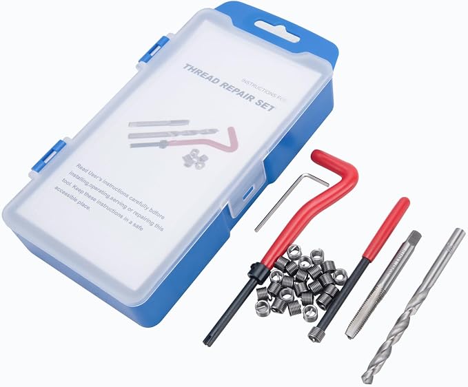 M6x1.0 Thread Repair Kit, Metric Helicoil Thread Repair Kit with HSS Drill and Stainless Inserts for All Metals, Composites, Polymers and Other Materials