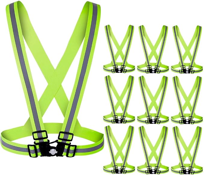 Dazonity High Visibility Safety Vest,20 Packs,Yellow & Black,Lightweight,Adjustable & Elastic Vest,Hi Vis Reflective Strips, Fit for Men & Women, Construction,Cycling, Runnning, Surveyor,