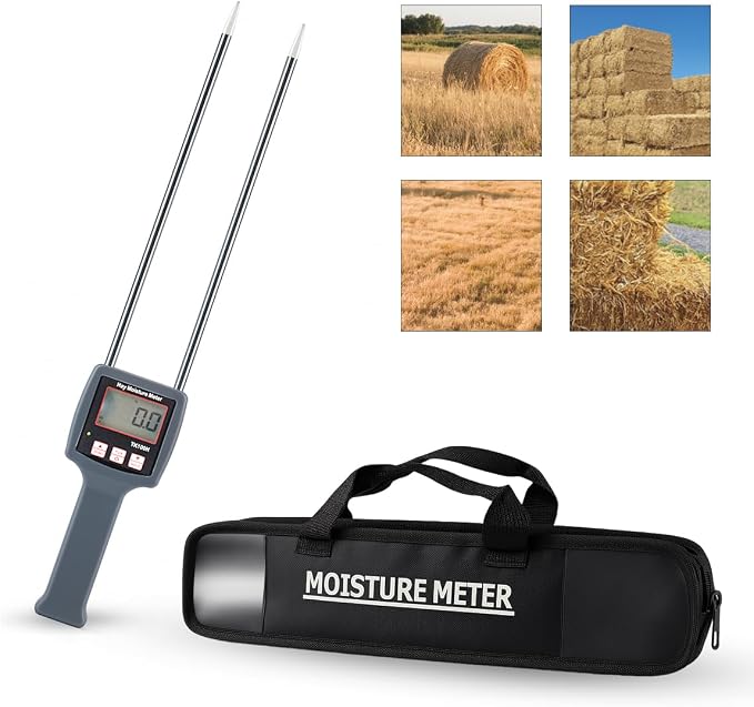 TK100H Portable Hay Moisture Meter with Probe, Accurate and Fast Tester for Forage Grass, Alfalfa, Cereal Straw, and Hay Bales to Monitor Hydration Levels