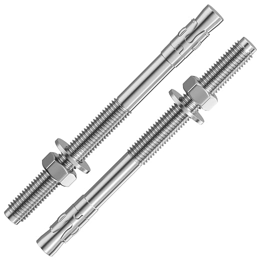 Wensilon 5Pcs 5/8x7 Inch Standard Fasteners for Heavy-Duty 304 Stainless Steel Wedge Anchors for Cement and Concrete