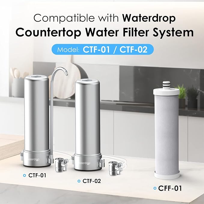 [Original] Waterdrop CFF-01 Water Filter Replacement for Waterdrop WD-CTF-01/CTF-02, NSF/ANSI 42&372 Certified, 5-stage Water Filter, Reduces Heavy Metals, Bad Taste and Up to 99% of Chlorine, 2 Pack