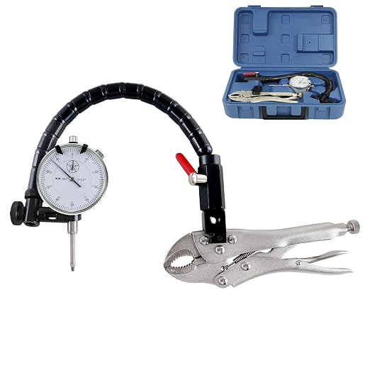 HDLNKAK Premium Disc and Rotor/Ball Joint Gage, Indicator Magnetic Base and Flex Arm Combo, 360 Deg Flexible Stem Holder for Digital/Dial Indicator Gauge,