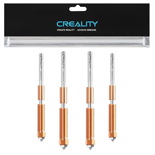Creality K1C Nozzle, Original Ender 3 V3 SE Hotend Nozzle with Titanium Alloy Heat Break, Copper Alloy, Hardened Steel for Creality K1 SE/K1/K1 Max/Ender 3 V3 Plus/3 V3/3 V3 KE 3D Printers(0.4mm 4PCS)
