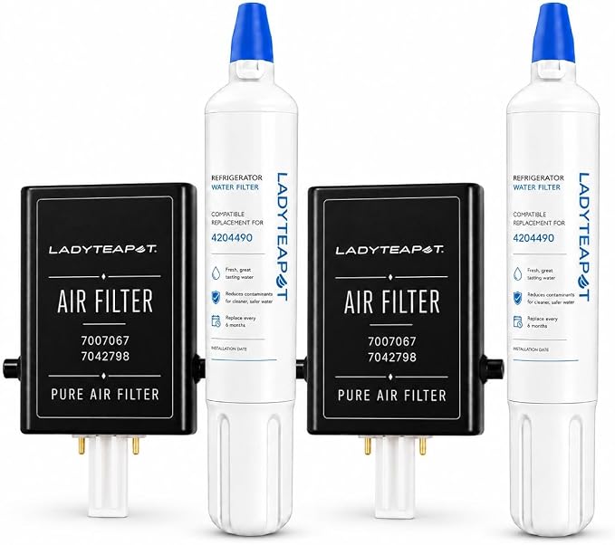 Replacement 4204490 Water Filter and 7007067 Air Purification Cartridge Combo Pack, Compatible with Sub-Zero 4204490, 4290510 Water Filter, 7042798/7007067 Air Filte (2+2 Count)