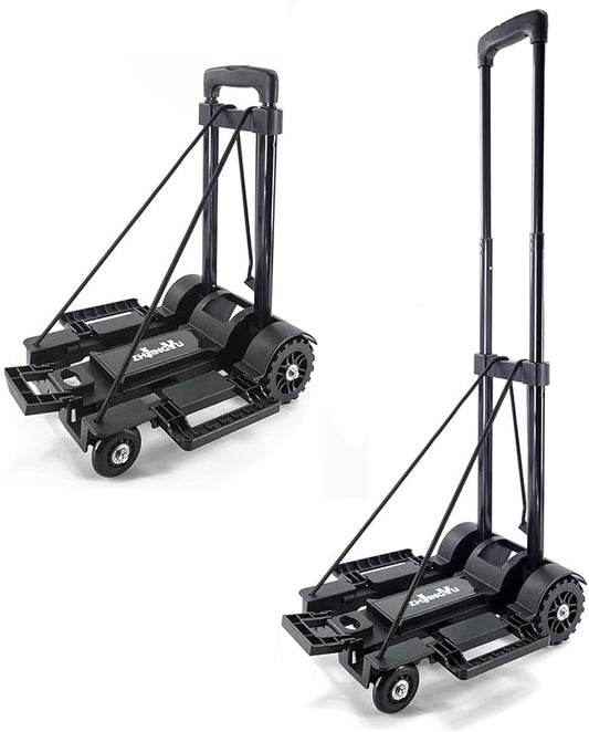 Folding Hand Truck Small Dolly,Foldable Utility cart with 4 Wheels & 2 Elastic Ropes,Foldable cart,Backpack Trolley,Car seat Dolly for Airport,Travel,Moving,Shopping Lightweight for Women