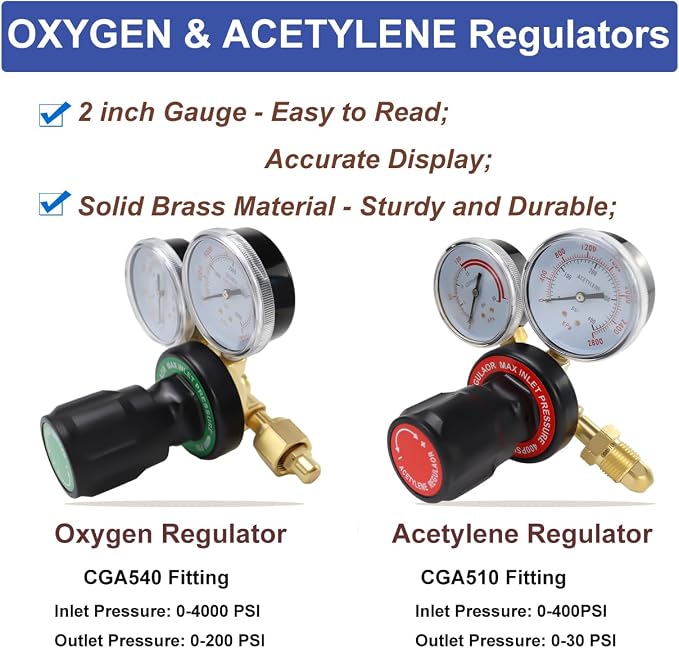 Cutting Torch Set Oxy Acetylene Torch Kit,Portable Gas Cutting Torch and Welding Kit with Acetylene Oxygen Gas Regulator Welding Hose Welding Glasses Storage Case (#22557)