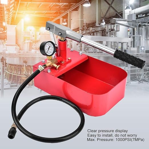 Pressure Test Pump,1000PSI / 7MPa Hydrostatic Hand Test Pump,Pressure Gauge,for Vessels, Pipes, valves, Rubber Fittings