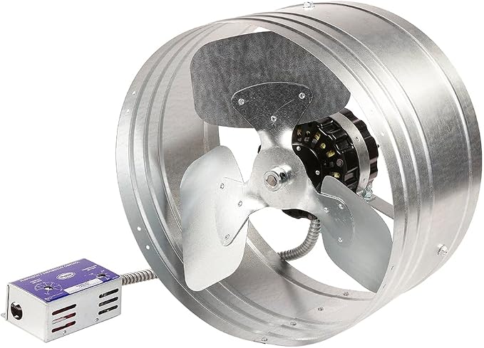 Master Flow GAF 1600 CFM Power Gable Mount Fan With Humidstat & Thermostat (HT1): Easy Installation & Efficient Exhaust Ventillation|High Airflow Capacity for attic spaces upto 3000 sq.ft. - EGV6HT