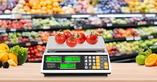 66lb/30kg Digital Price Computing Scale with Dual LCD & Counting Mode — Rechargeable Stainless Steel Food Scale for Farmers Markets, Delis, Bakery & Retail