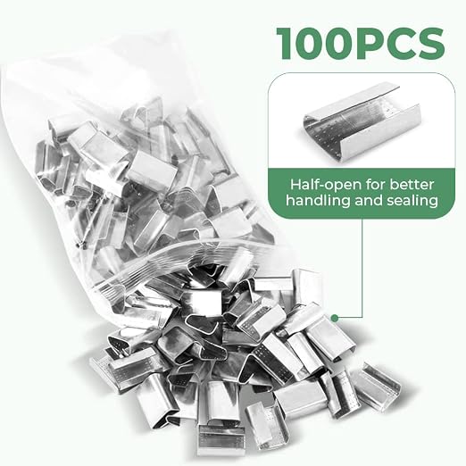 5/8" x 1049' Polyester (PET) Banding Strapping Kit, Heavy Huty | Pallet Packaging Kit, 1100lbs Strapping Tool, Tensioner Crimper Sealer Tool with 100 Metal Seals, 100 Protector Corners