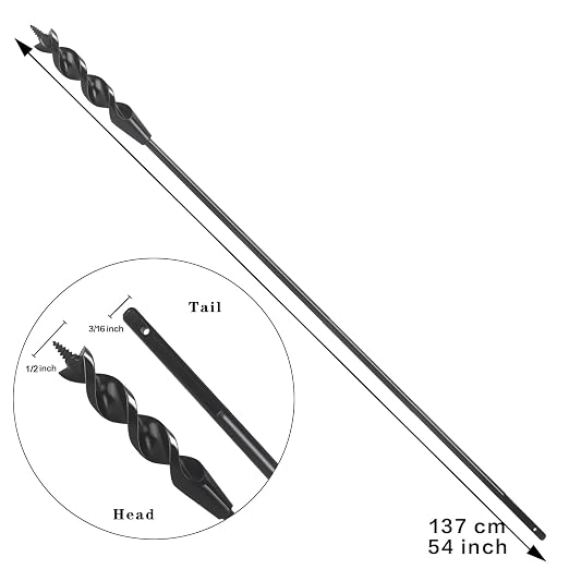 Flexible Drill Bit for Wire Pulling with Guide Ball Kit,1/2 in. x (4.5 FT) 54 in. Long Flex Drill Bits for Wood,Auger Head Installer Drill Bit, Fish Bit for Pulling Wires in Walls