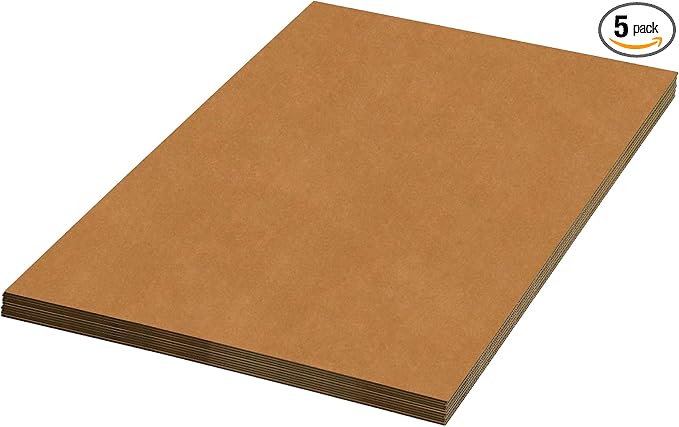 Box USA 24" x 24" 5-Pack - Large Card Board Sheets for Packaging, Layer Separation, Shipping, Mailing, Packing, and Protecting Products from Forklift Damage