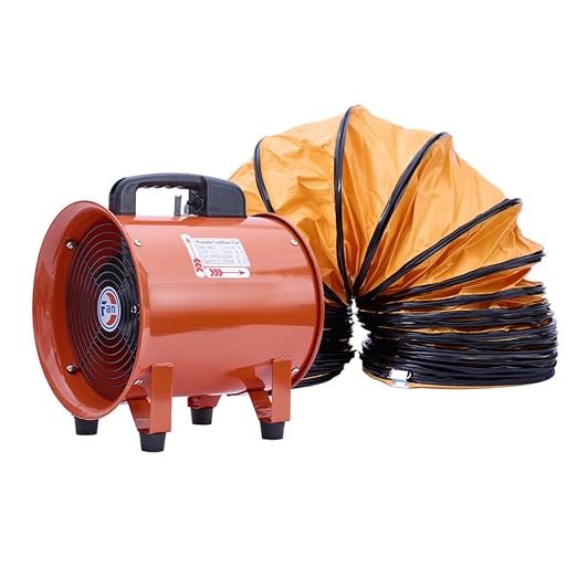 12Inch Utility Blower Fan with 25ft Flexible Duct Hose, 3900 m3/h High Velocity Portable Industrial Exhaust Fanial Extractor for Basements,Workshops,Warehouses,Confined Spaces (12IN Fan+25FT Hose)