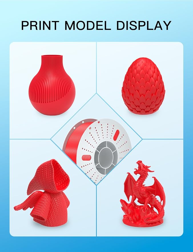 PINBALL PETG 3D Printer Filament Red, Neatly Wound PETG Filament 1.75mm, Accuracy +/- 0.02 mm, 1kg Spool (2.2lbs), Red