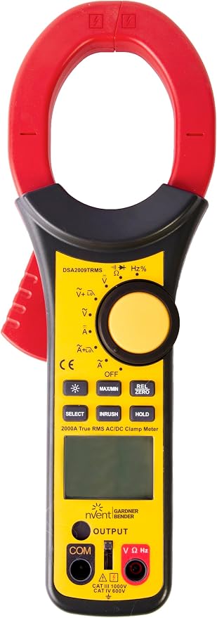 nVent GARDNER BENDER DSA2009TRMS True RMS Digisnap Digital Clamp Meter, 750VAC/1000VDC, 2000A Heavy Duty 13-Function Electrical Voltage Tester with Backlit Screen (Formerly: Sperry Instruments)