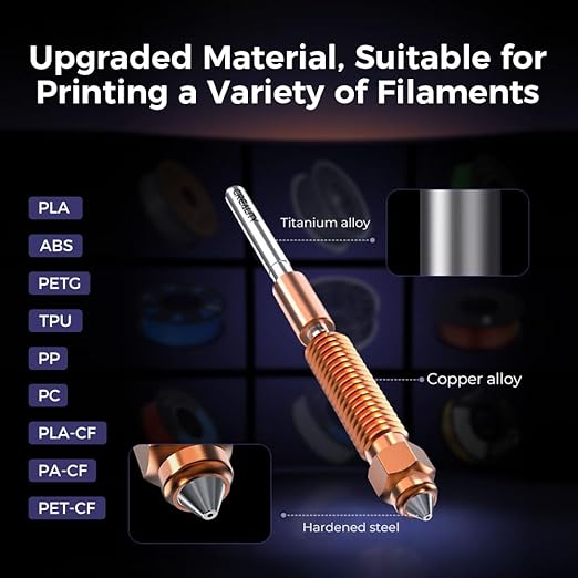 Creality Official K1C/ K1 SE Nozzle, 0.4mm 2PCS Quick-Swap 3D Printer Nozzle Kit, Copper Alloy and Hardened Steel Nozzle Suitable for Creality K1C, K1 SE, K2 SE, Ender 3 V3, Ender 3 V3 Plus