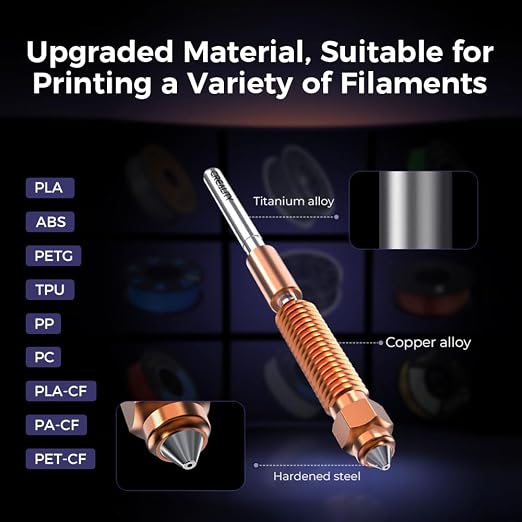 Creality Official K1C/ K1 SE Nozzle, 0.4mm 1PCS Quick-Swap 3D Printer Nozzle Kit, Copper Alloy and Hardened Steel Nozzle Suitable for Creality K1C, K1 SE, K2 SE, Ender 3 V3, Ender 3 V3 Plus