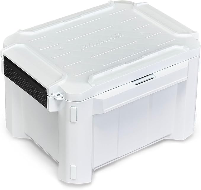 Plano GoNow Box, Waterproof Gear Storage, Heavy-Duty Outdoor Utility Container with Tray and Dividers for Tools and Accessories, Small, White
