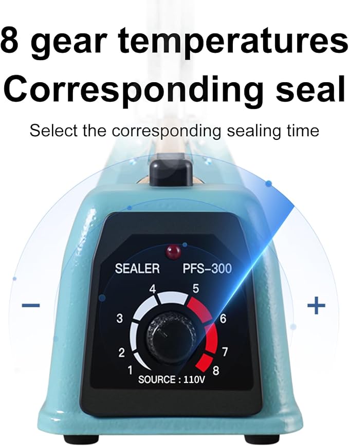 Metal body,Impulse Sealer 12 inch, Manual Heat Sealer Machine for Plastic Bags, Shrink Wrap Bag Sealers Heavy Duty Sealing Machine With Repair Kit (Blue)