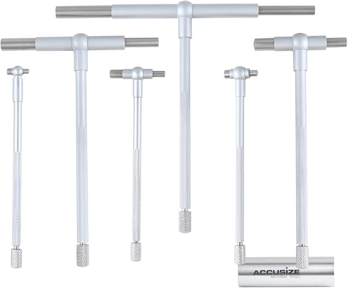 Accusize Industrial Tools Premium 5/16'' - 6", 6ps/Set Telescoping Gage Set, Satin Chrome Finished, 3602-5018