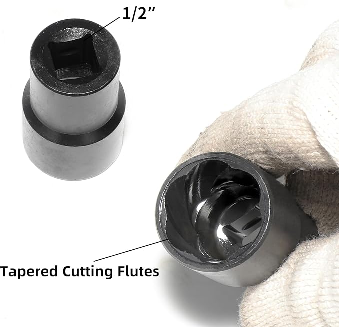 DPTOOL Lug Nut Remover Socket Set, Wheel Locking Stripped Nut Extractor Old Rusted Damaged Emergency Bolt Remove Twist Socket 17mm 19mm 21mm 22mm 24mm
