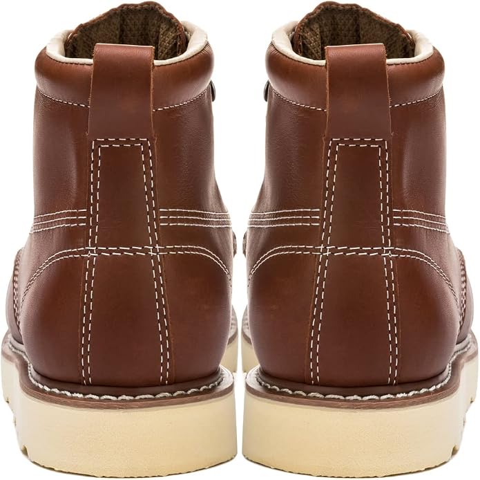 Golden Fox Work Boots 6" Men's Moc Toe Wedge Comfortable Boot for Construction