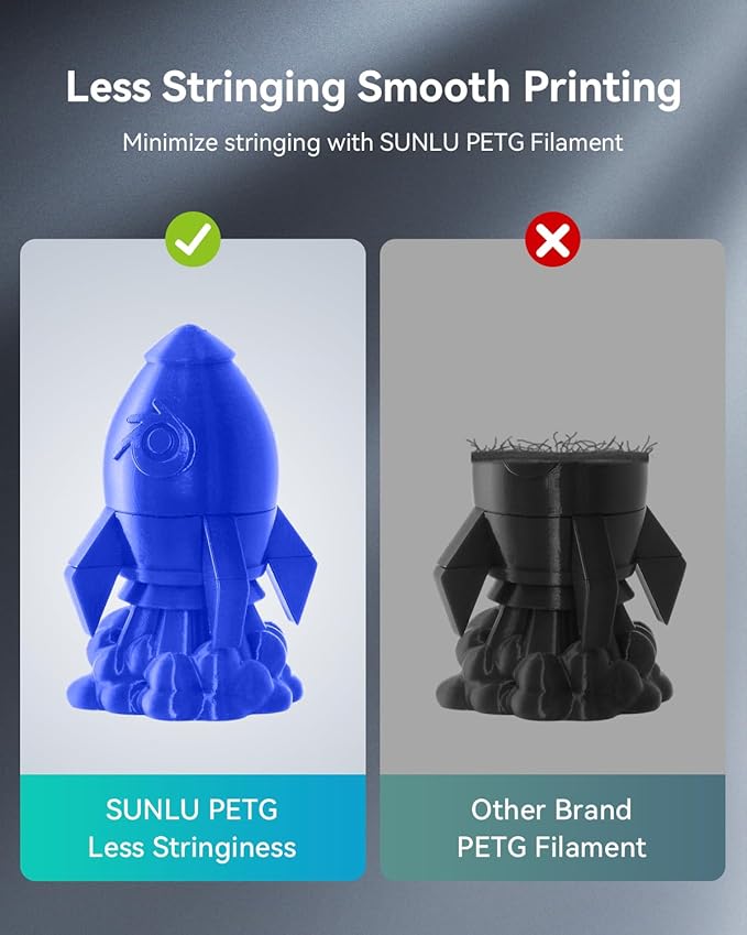 SUNLU Large Spool 5KG PETG Filament, 3D Printer Filament PETG 1.75mm, Less Stringing Good Layer Adhesion High Toughness, Big Roll Filament, 5kg Spool(11 lbs), Grey