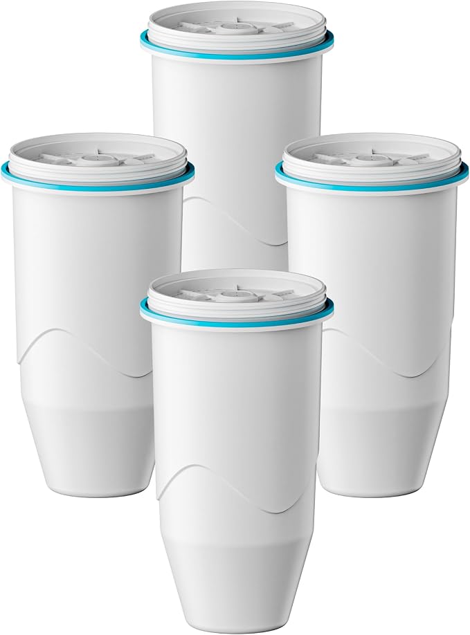 Compatible with Zero Pitchers and Dispenser, 0 TDS Premium Filtration, Fit for ZR-001 ZR-004 ZP-006 ZR-017 ZS-008 Filters, reducing Lead, Chromium, and Contaminants, 4 Pack