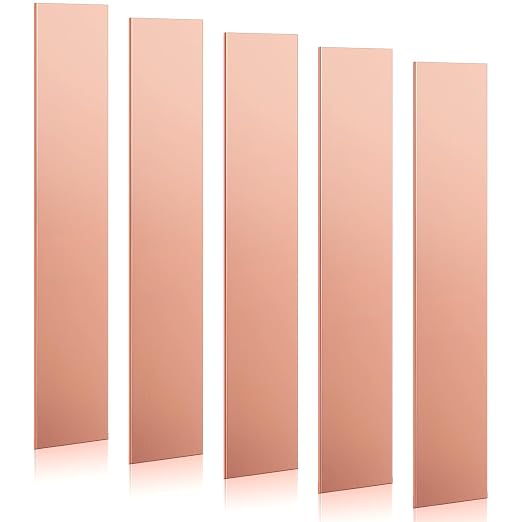 Yaocom 5 Pack Pure Copper Anode Sheet (99.995% Pure) for Plating and Electroplating, Copper Electrode Strip 0.04'' x 1'' x 6'' / 1mm x 25mm x 150mm