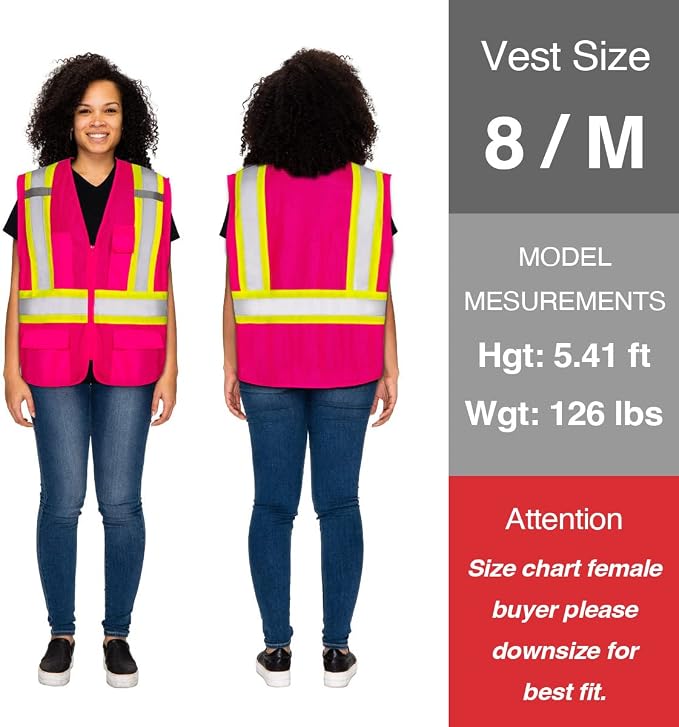 KAYGO Reflective High Vis Safety Vest with Pockets for Men and Women KG0100 | Breathable Polyester Lightweight, Two-Tone, ANSI Class 2, for Construction, Warehouse, Surveying, Cycling, Machine Washable