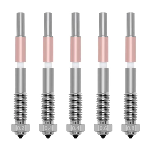 5PCS Bimetal Nozzle for QIDI Q2/Q2C, Quick-Swap Integrated Ceramic Throat Tube Hardened Steel Nozzle All-Metal HighTemperature Resistant Hotend 0.2/0.4/0.6/0.8mm Nozzles for QIDI Q2 3D Printer