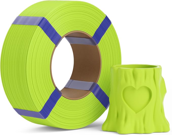 PLA Basic Refill Filament 1.75mm, No Spool 3D Printer Filament, Dimensional Accuracy +/- 0.02mm, Fits for Most FDM 3D Printers, 1KG Green