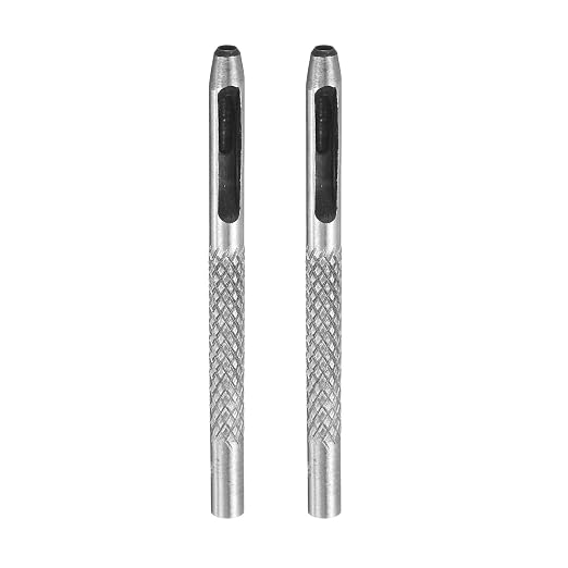 HARFINGTON 2pcs Leather Round Hole Punch, 3mm Hollow Hole Puncher Cutter Carbon Steel Circle Hole Punching Cutting Tool for Belt/DIY Leather Craft