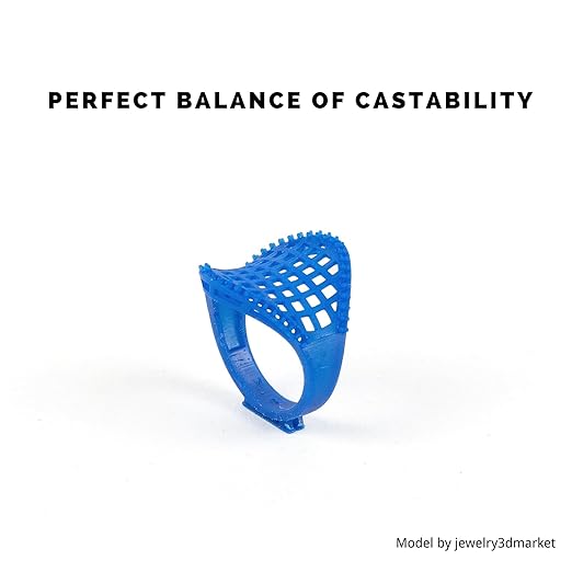Siraya Tech Cast 3D Printer Resin Best Balance of Easy Burning and Printing Smooth Surface High Resolution Castable 405nm UV-Curing Resin for Jewelry and Metal Parts (Royal Blue, 1kg)