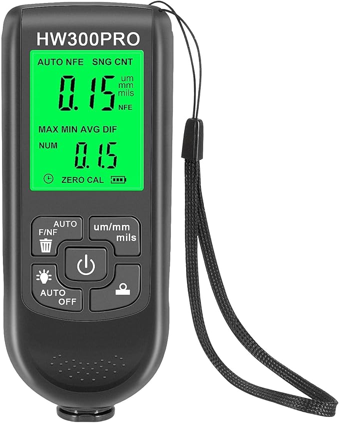 EMVANV Paint Thickness Gauge, Digital Meter Probe Paint Thickness Gauge Zero Calibration Digital Display Car Coating LCD(Black)