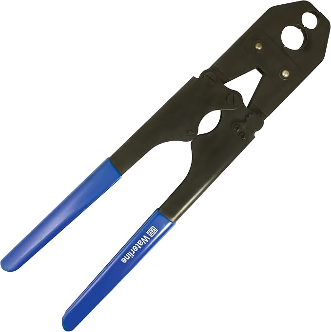 WaterLine Combination ½” and ¾” Heavy Duty PEX Copper Crimp Ring Tool for Plumber | Professional Grade Plumbing Crimper | Low Profile One-Handed Design | Includes GO/NO GO Gauge for Precision Crimping