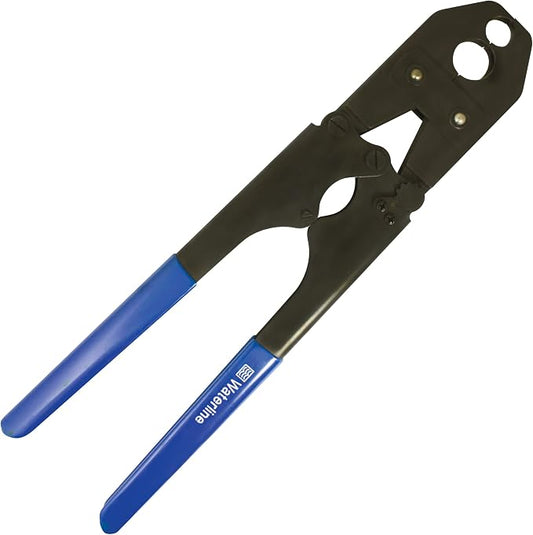 WaterLine Combination ½” and ¾” Heavy Duty PEX Copper Crimp Ring Tool for Plumber | Professional Grade Plumbing Crimper | Low Profile One-Handed Design | Includes GO/NO GO Gauge for Precision Crimping
