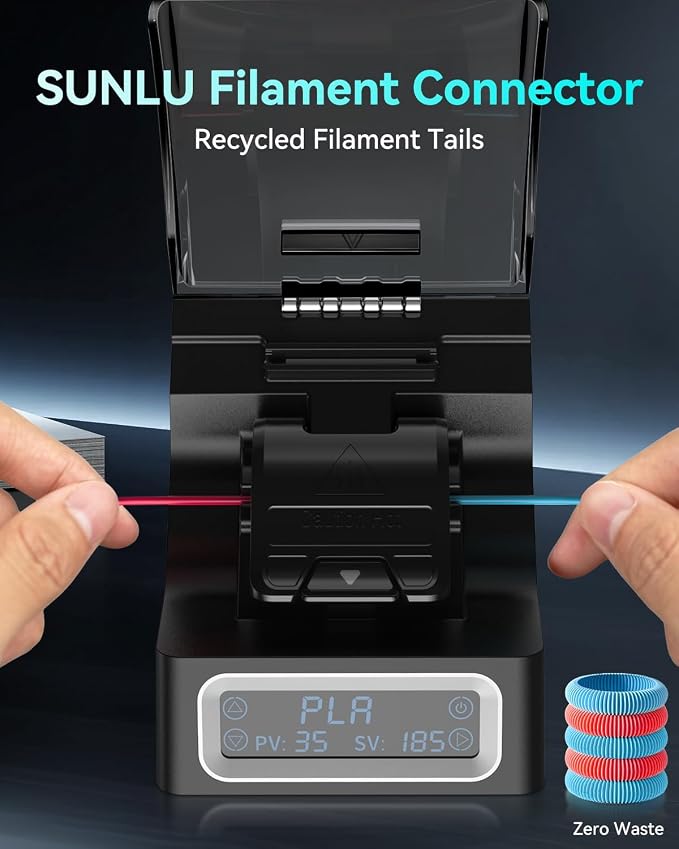 SUNLU Official Filament Connector, 400Pcs PTFE Sleeve Filament Splicer for 3D Printer Filament 1.75mm, Fast Heating Filament Welder Compatible with PLA PETG TPU ABS PA Nylon, Easy to Use