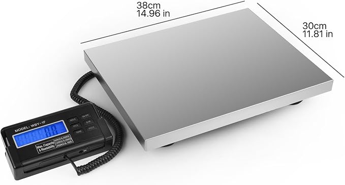 Flexzion Digital Shipping and Postal Scale, Heavy Duty Stainless Steel Platform, 440Lbs 200KG Weight Capacity with LCD Backlight Display and AC Adapter