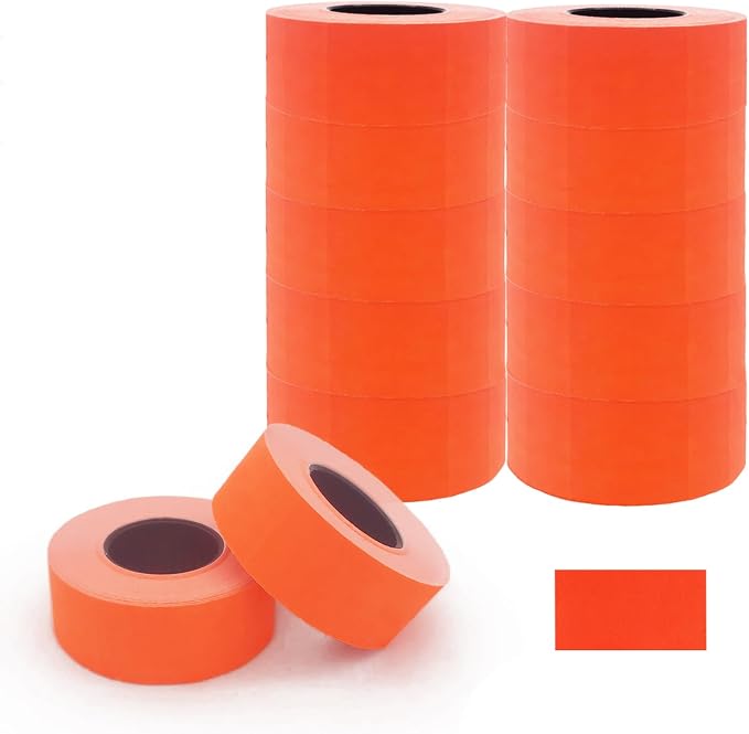 Motex 2 Line Blank Labels - 10,000 Fluorescent Red Blank Price and Date Gun Labels, Fits MX-2316