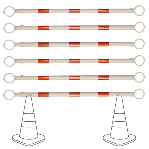 6 Pack Retractable Traffic Cone Bar from 4ft to 7.2ft, Expandable Safety Cone Bars for Parking Lots，Barricade for Road Construction