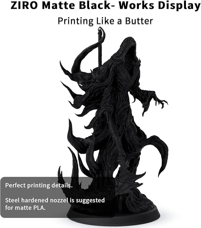 ZIRO 3D Printer Filament Bundle, Matte 1.75mm PLA Filament, Basic Colors PLA Series 4 Pack, 3D Printing Material, 1.75mm 2.2lbs x 4 Spool, Black, White, Military Green, Chocolate