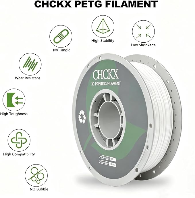 Matte White PETG Filament 1.75 mm 10kg Bundle, Dimensional Accuracy +/- 0.02mm, 1kg Spools (10 Rolls) for FDM 3D Printers