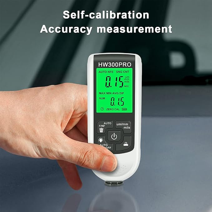 EMVANV Paint Thickness Gauge, Digital Meter Probe Paint Thickness Gauge Zero Calibration Digital Display Car Coating LCD(White)